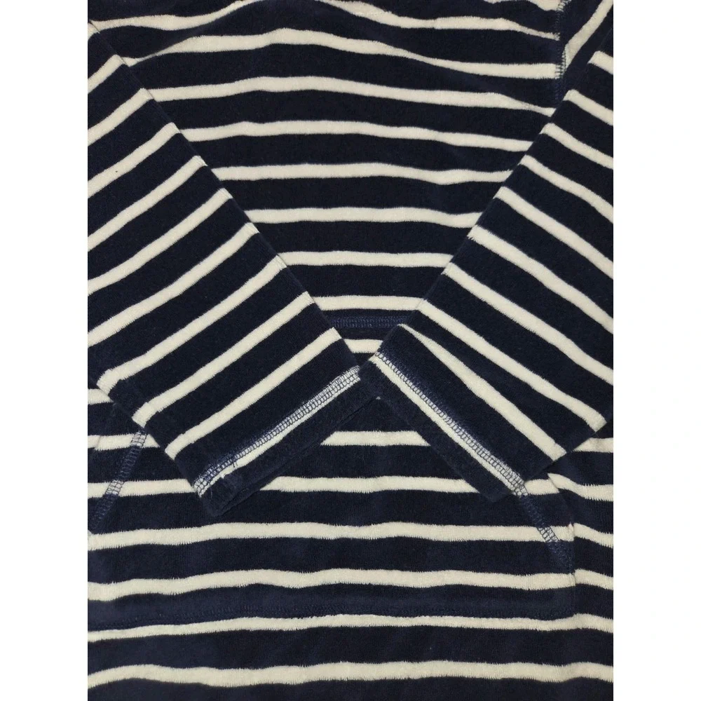 Mini Boden Kids Striped Terry Cloth Hoodie Pullover Orange Lining Size 4-5 Years